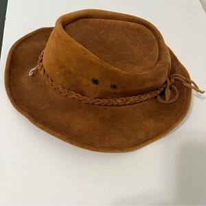 Western Cowboy Brown Leather Braided Hat Made In The USA